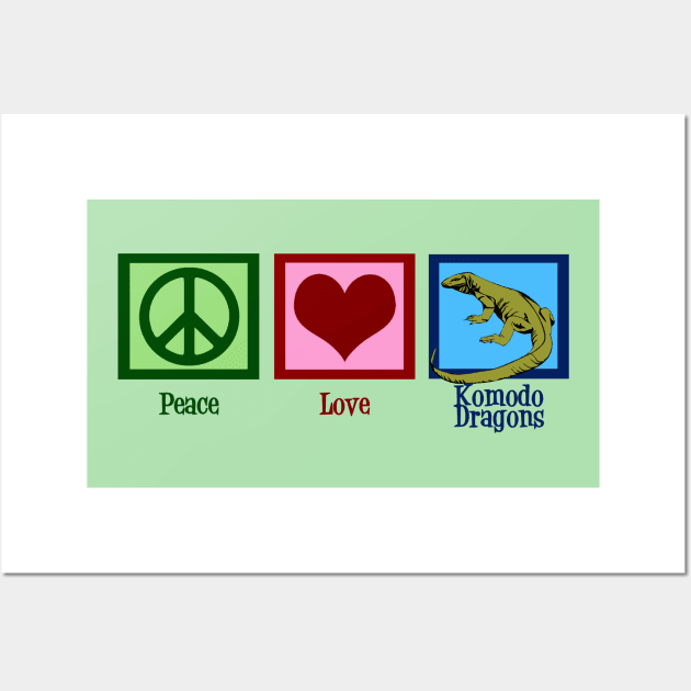 Peace Love Komodo Dragons Wall Art by epiclovedesigns